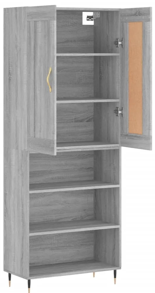 vidaXL Ντουλάπι Γκρι Sonoma 69,5 x 34 x 180 εκ. Επεξεργασμένο Ξύλο