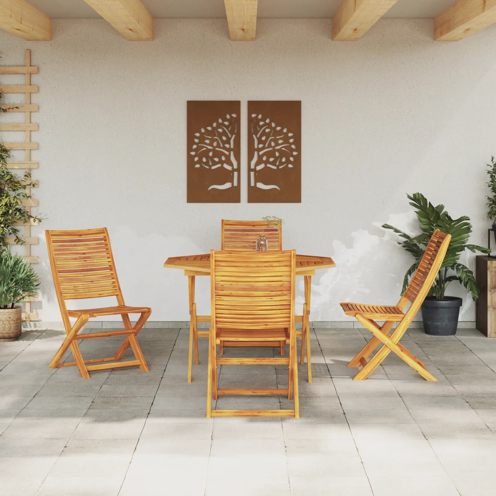 vidaXL Σετ Επίπλων Κήπου 5 pcs Καστανό Μεσαίο Μασίφ ξύλο ακακίας