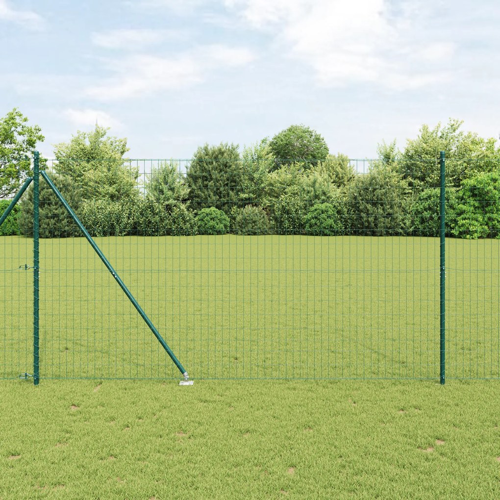 vidaXL Euro Fence με 7 σπονδυλωτά πόδια 1.5x10 μ Γαλβανισμένο Μέταλλο Πράσινο