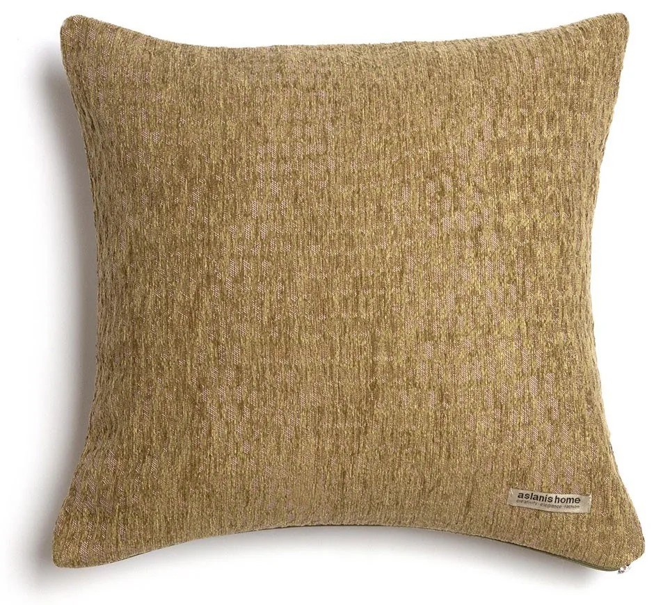 Μαξιλαροθήκη Διακοσμητική Ismaros Classic Olive-Beige Aslanis Home 45X45 Βαμβάκι-Chenille