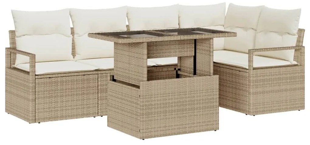 vidaXL Σετ Καναπέ Κήπου 6 pcs μπεζ και κρεμ 100 x 55 x 73 εκ