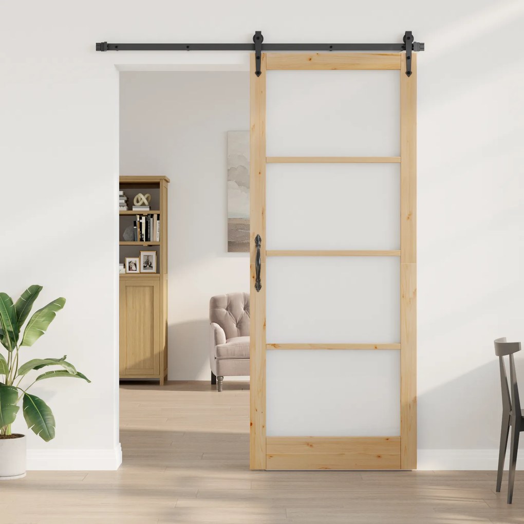 vidaXL Συρόμενη Πόρτα με σετ υλικών 83x232 εκ Στρατηγική Ξύλου Πεύκο