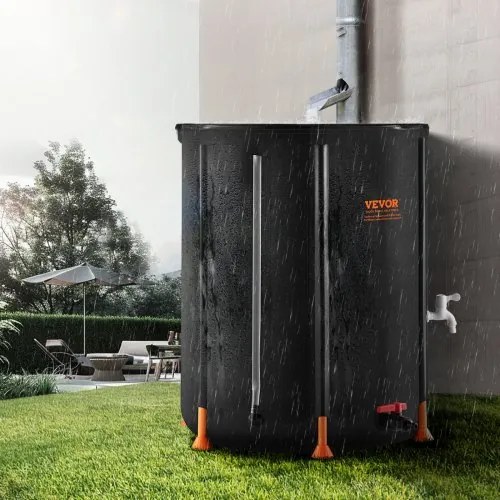 VEVOR Collapsible Rain Barrel 66 Gal Rain Catcher with Spigots and Overflow Kit