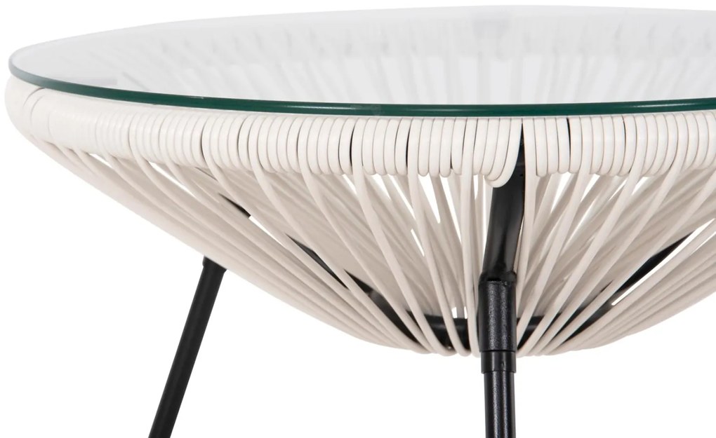 ΤΡΑΠΕΖΙ ΒΟΗΘΗΤΙΚΟ ALLEGRA  ΜΕΤΑΛΛΟ ΜΑΥΡΟ-ΣΥΝΘ. RATTAN ΛΕΥΚΟ Φ47x45Yεκ.