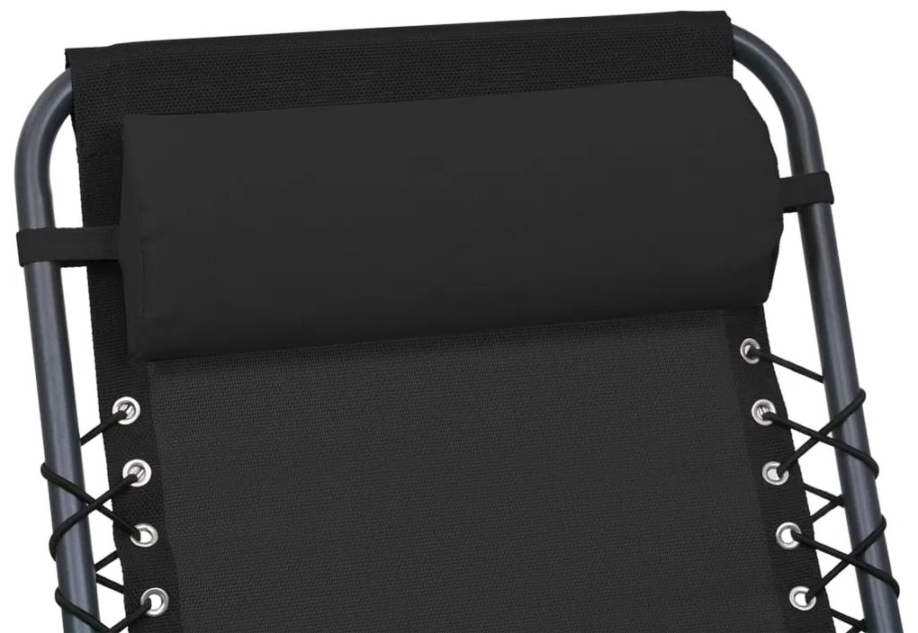 vidaXL Προσκέφαλο Σεζλόνγκ Μαύρο 40 x 7,5 x 15 εκ. από Textilene