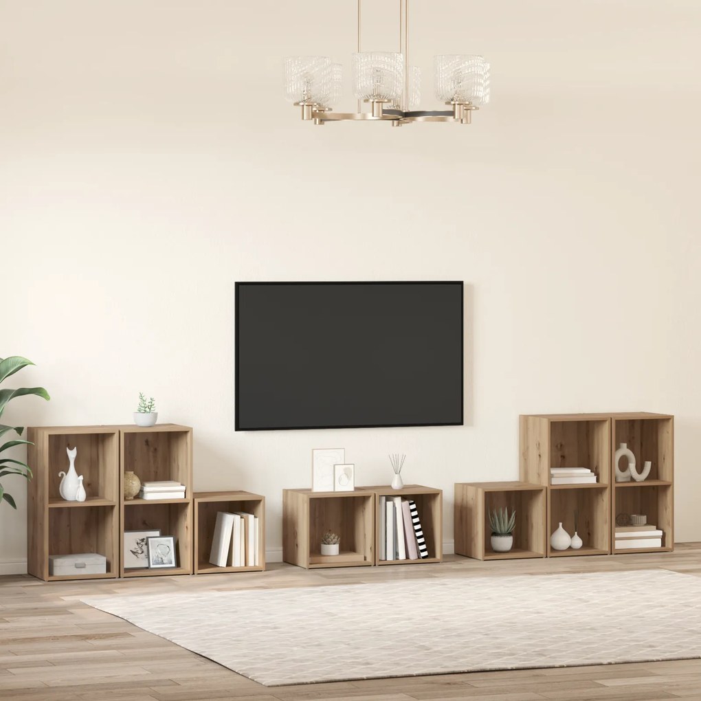 vidaXL με ράφι με αποθήκευση 8 pcs Artisan Oak Επεξεργασμένο ξύλο