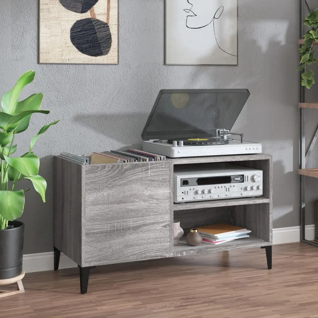 vidaXL Δισκοθήκη Γκρι Sonoma 84,5 x 38 x 48 εκ. από Επεξεργασμένο Ξύλο