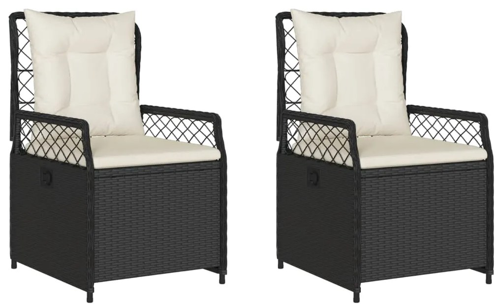 vidaXL Καρέκλες Κήπου Ανακλινόμενες 2 τεμ Μαύρο Συνθ. Ρατάν