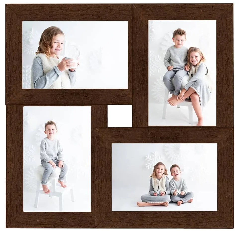 vidaXL Πλαίσιο Φωτογραφιών Κολάζ Σκ. Καφέ για Φωτ. 4 x (10x15εκ.) MDF
