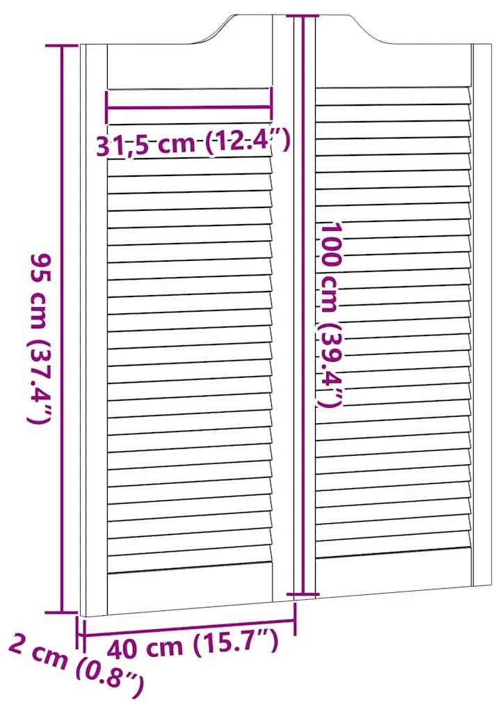 SWING DOORS LOUVRED DESIGN 2-PAIR 100X80 CM ΜΑΣΙΦ ΞΥΛΟ ΠΕΥΚΟ 4107129