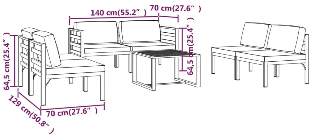 vidaXL Σαλόνι Κήπου 6Τεμαχίων Ανθρακί Αλουμινίου με Μαξιλάρια