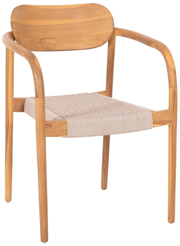 Πολυθρόνα OSLO Ξύλο Teak Φυσικό και Μπέζ Σχοινί 55x54x80Yεκ. 55x54x80 εκ.