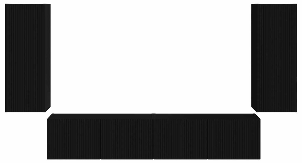 vidaXL Σετ τοίχου για τηλεόραση 4 pcs Μαύρο Επεξεργασμένο ξύλο