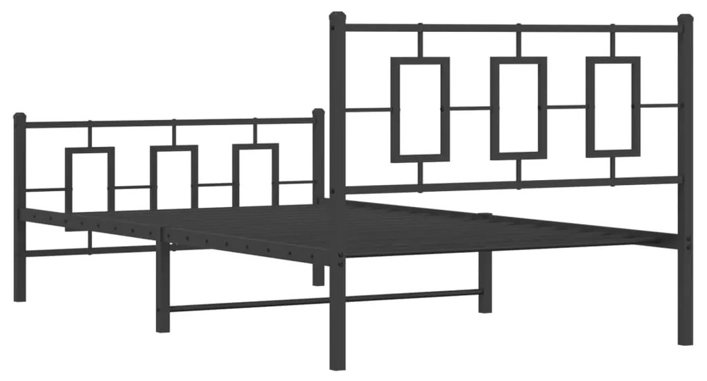Πλαίσιο Κρεβατιού με Κεφαλάρι&amp;Ποδαρικό Μαύρο 107x20 εκ. Μέταλλο - Μαύρο