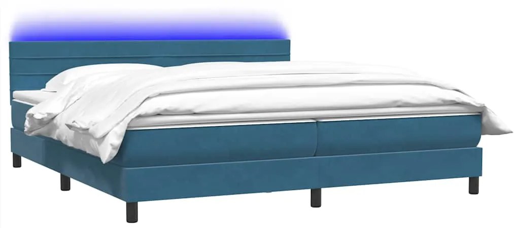 vidaXL Κρεβάτι Boxspring με Στρώμα Σκούρο Μπλε 180x210 εκ. Βελούδινο