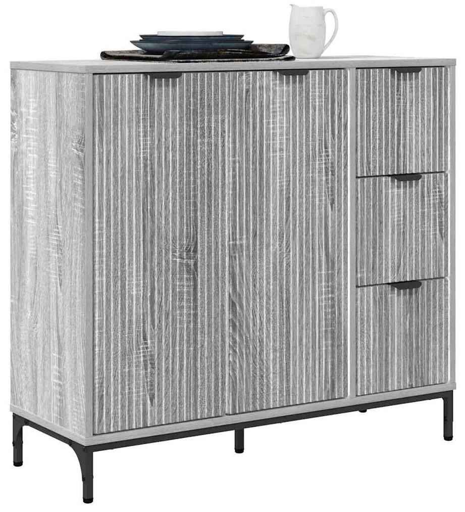 vidaXL Πλαϊνό γραφείο με συρτάρι Γκρι sonoma 89.5 x 33 x 82 εκ.