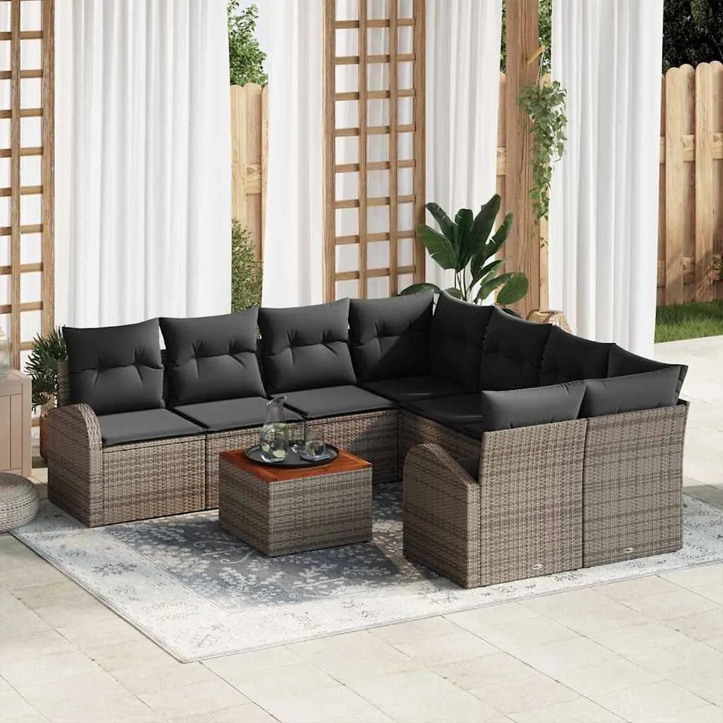 vidaXL Σετ Καναπέ Κήπου 9 pcs Γκρι