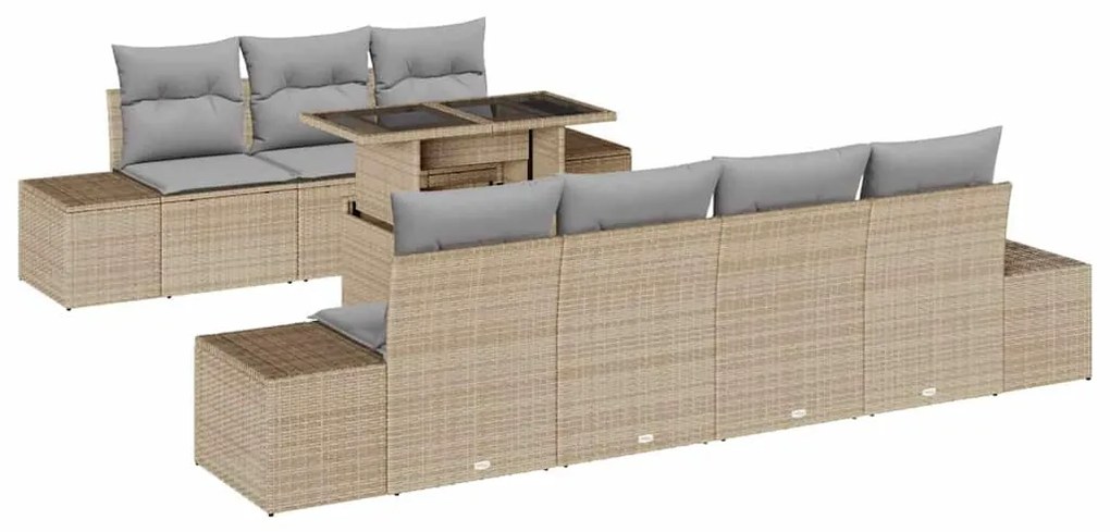 vidaXL Σετ Καναπέ Κήπου 8 pcs μπεζ και ανοιχτό γκρι 100 x 55 x 73 εκ.