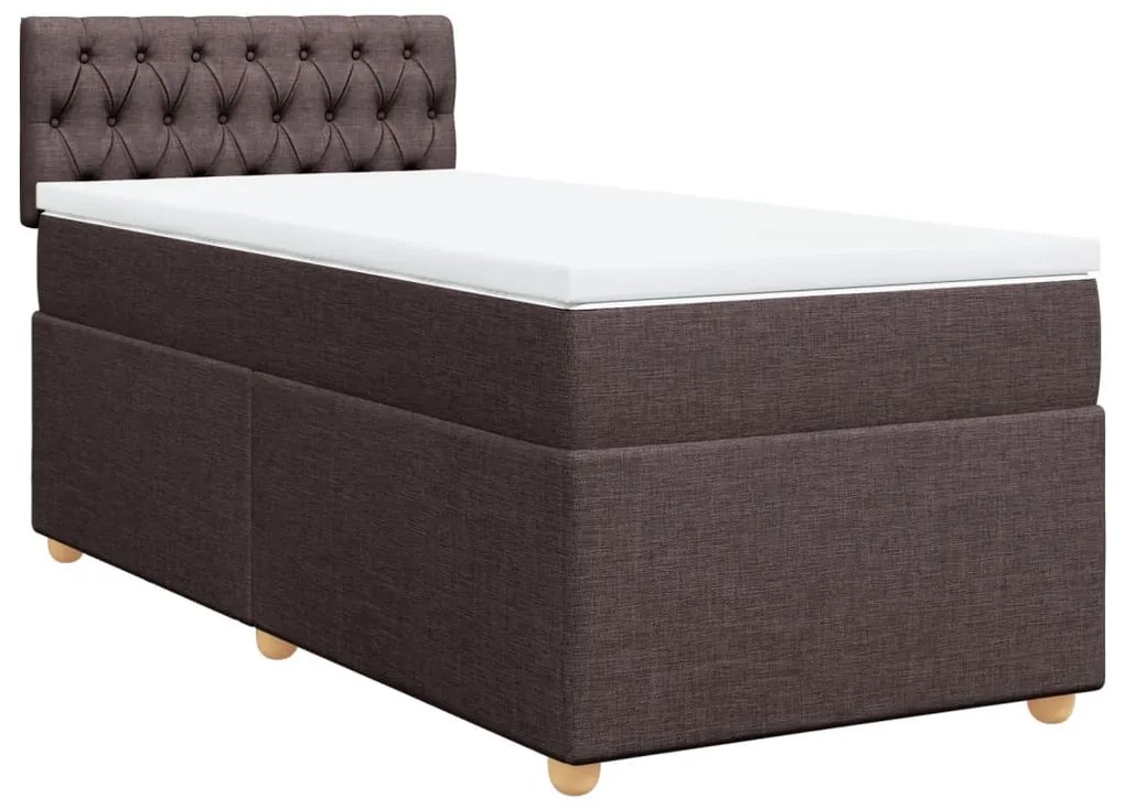 vidaXL Κρεβάτι Boxspring με Στρώμα Σκούρο Καφέ 90x200 εκ. Υφασμάτινο