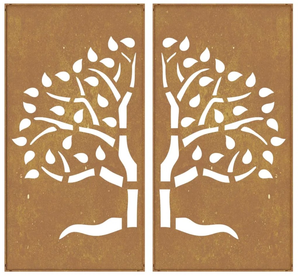 vidaXL Διακοσμητικά Κήπου Σχ. Δέντρο 2 τεμ. 105 x 55 εκ. Ατσάλι Corten