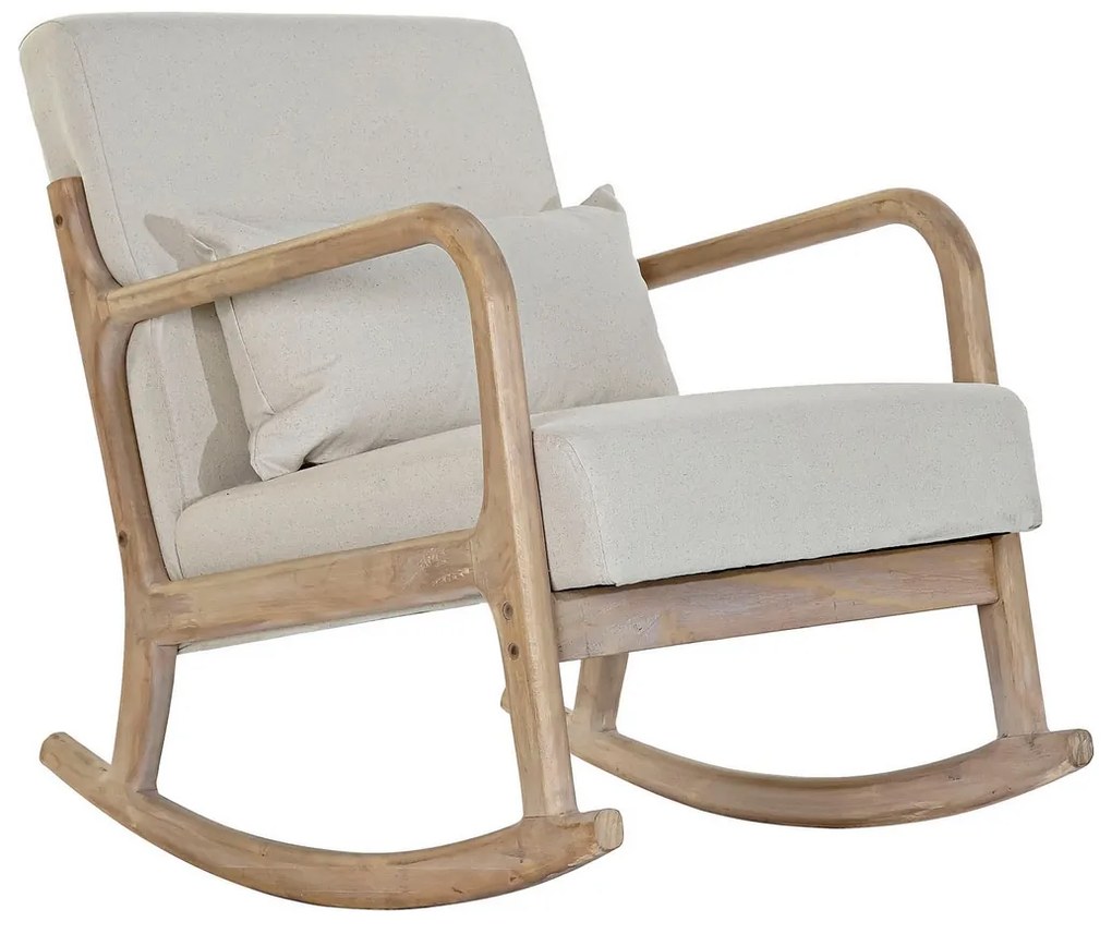 Κουνιστή Καρέκλα DKD Home Decor Μπεζ Φυσικό λινό ξύλο καουτσούκ 66 x 85 x 81 cm