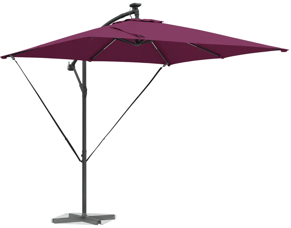 vidaXL Ομπρέλα Cantilever Banana Μπορντό 249 x 249 x 250 εκ.