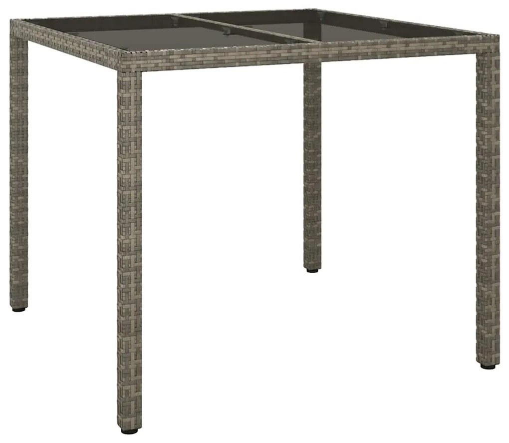 vidaXL Τραπέζι Κήπου για Φαγητό Γκρι 90 x 90 x 75 cm Πολυ ράταν