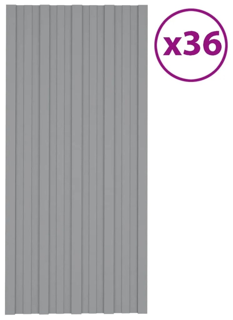 vidaXL Πάνελ Οροφής 36 τεμ. Γκρι 100 x 45 εκ. από Γαλβανιζέ Ατσάλι