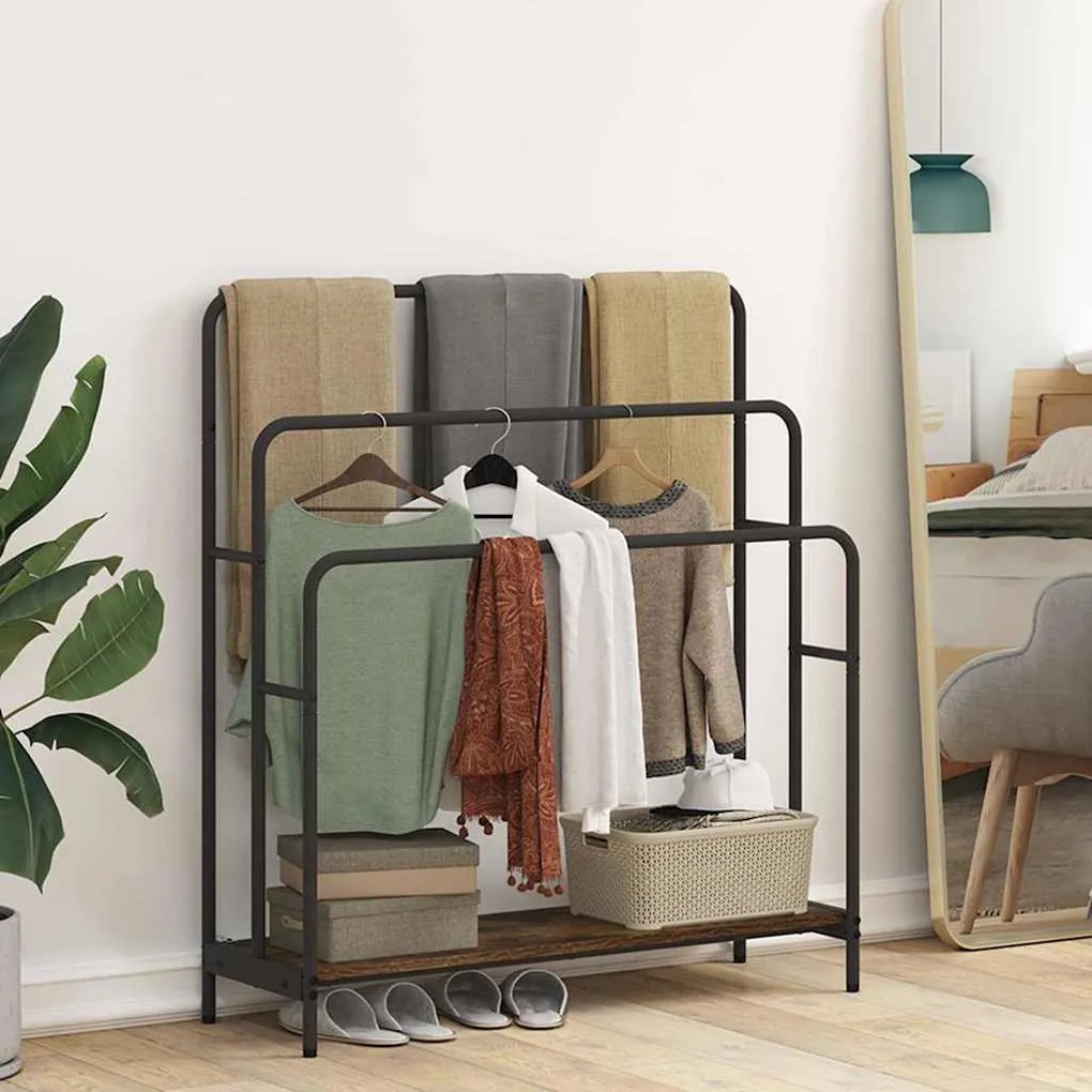 vidaXL Ράφι Ρούχων με ράφι Καπνιστή δρυς 90 x 30 x 100.5 εκ.