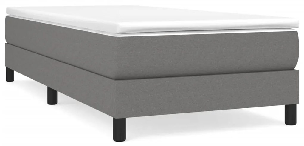 vidaXL Κρεβάτι Boxspring με Στρώμα Σκούρο Γκρι 90x190 εκ. Υφασμάτινο