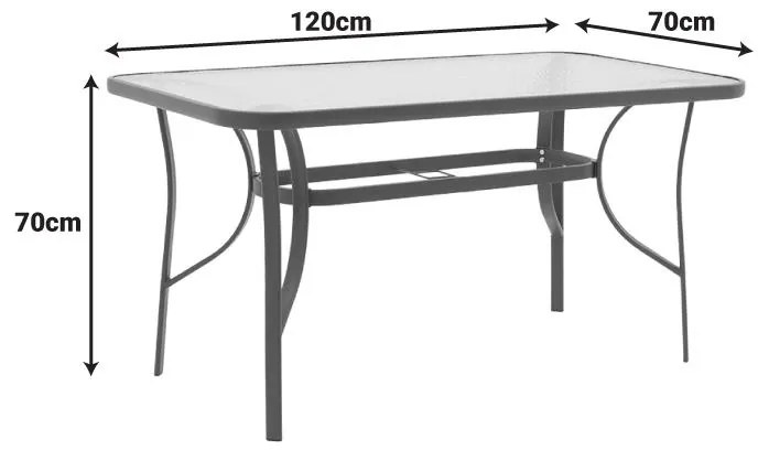 Τραπέζι Ensure ανθρακί μέταλλο-tempered γυαλί 120x70x70εκ 120x70x70 εκ.