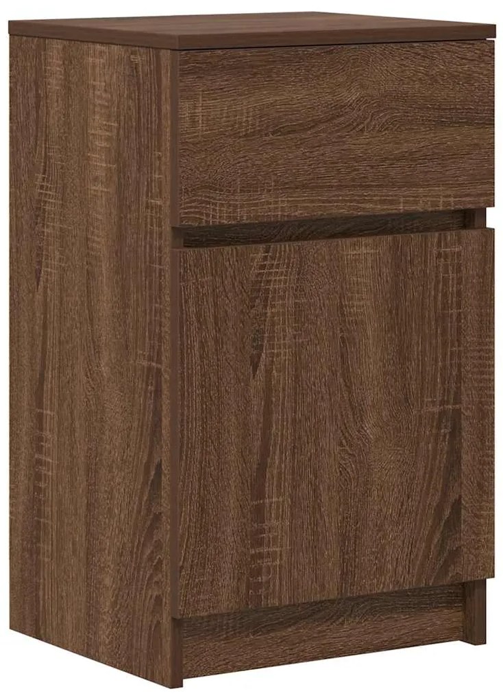 Κομοδίνα 2 τεμ. Καφέ Δρυς 39x35x65 εκ. Επεξεργασμένο Ξύλο - καφέ δρυς