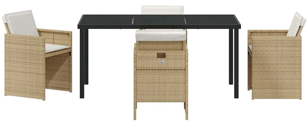 vidaXL Σέτ φαγητού για κήπο 5 pcs Μπεζ συνθετικό ρατάν