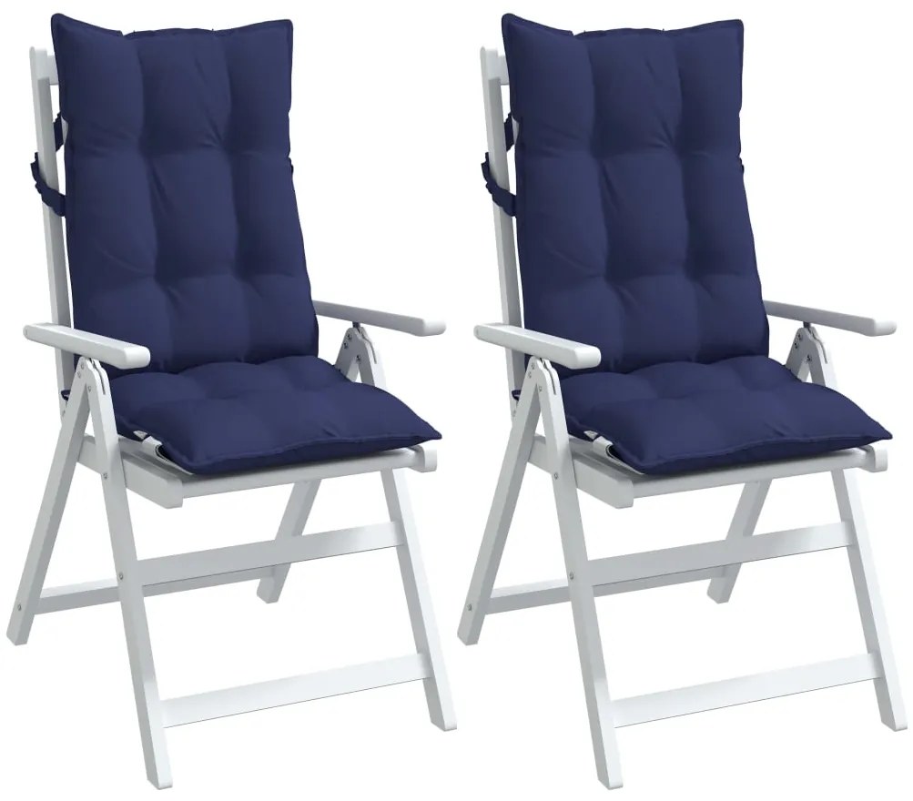 vidaXL Μαξιλάρια Καρέκλας με Πλάτη 2 τεμ. Ναυτικό Μπλε Ύφασμα Oxford