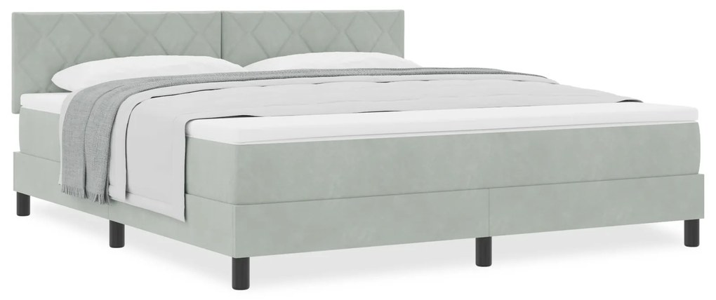 vidaXL Κρεβάτι Box Spring με Στρώμα σε Ανοιχτό Γκρι Super King Βελούδο