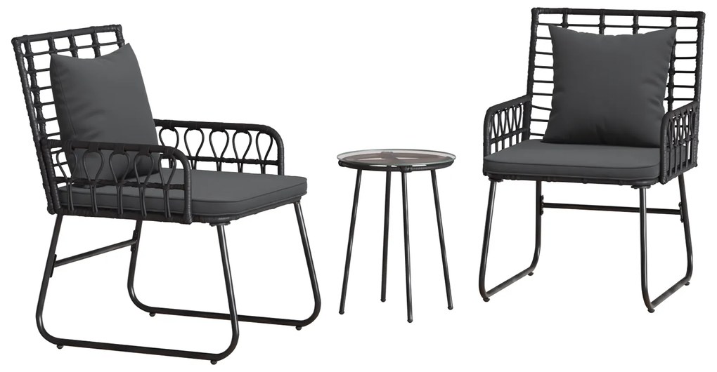 vidaXL Σέτ φαγητού για κήπο 3 pcs Μαύρο, Ανθρακί 35 x 35 x 45 εκ