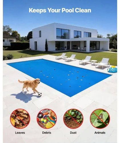 VEVOR Solar Pool Cover, 10.97 x 5.49m Rectangle Pool Bubble Cover, 8 Mil Pools Solar Blanket with Bubble &amp; PE Material, Daytime Heat Absorption, Nighttime Heat Retention, Heat Retaining Solars Covers, Blue