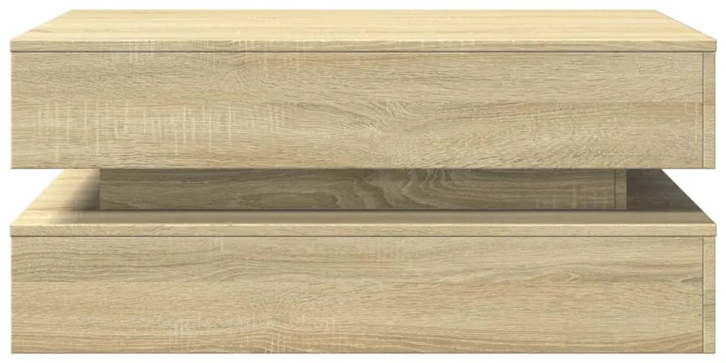 vidaXL Τραπεζάκι Σαλονιού με LED Sonoma Δρυς 90 x 50 x 40 εκ.