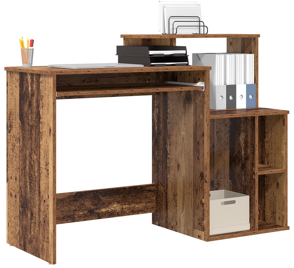 vidaXL Γραφείο με Αποθήκευση Παλιό Ξύλο 120.5x44x88.5 cm Επεξεργασμένο Ξύλο