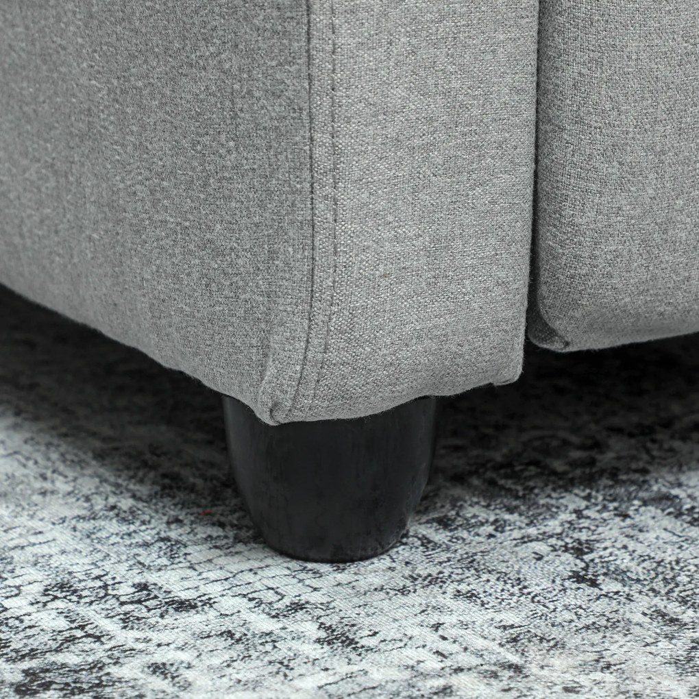 HOMCOM Πολυθρόνα Relax, Ρυθμιζόμενη 135°, Υποπόδιο, Επενδυμένα Μπράτσα, Ύφασμα Λινού Πολυεστέρα, Ανοιχτό Γκρι