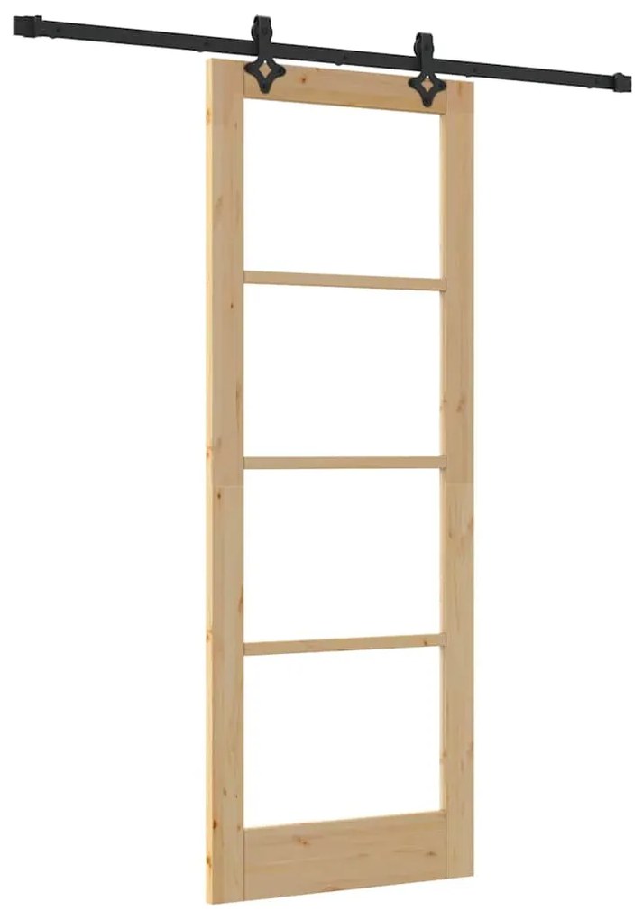 vidaXL Συρόμενη Πόρτα ORKDAL Καφέ 78 x 211 εκ Ξύλο και μέταλλο