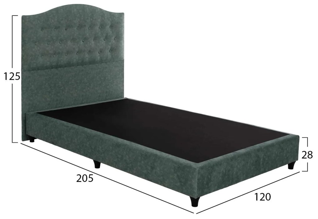 ΚΡΕΒΑΤΙ MALENA ΑΠΟ ΠΡΑΣΙΝΟ ΥΦΑΣΜΑ τύπου NUBUCK, HM647.27 ΓΙΑ ΣΤΡΩΜΑ 120x200 εκ.
