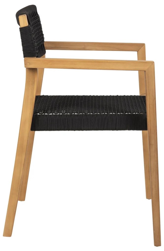 Πολυθρόνα CHARLOTTE Ξύλο Teak Φυσικό και Μαύρο Σχοινί 59x54x83Yεκ. 59x54x83 εκ.