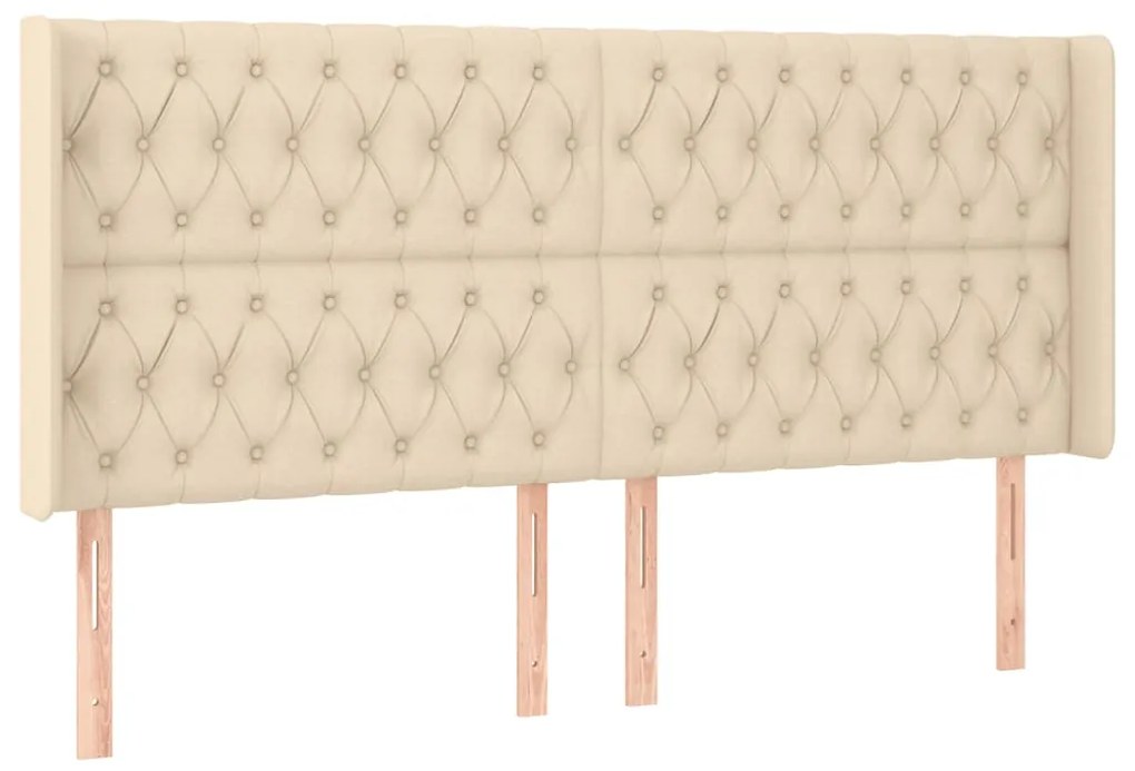 vidaXL Κρεβάτι Boxspring με Στρώμα &amp; LED Κρεμ 180x200 εκ. Υφασμάτινο