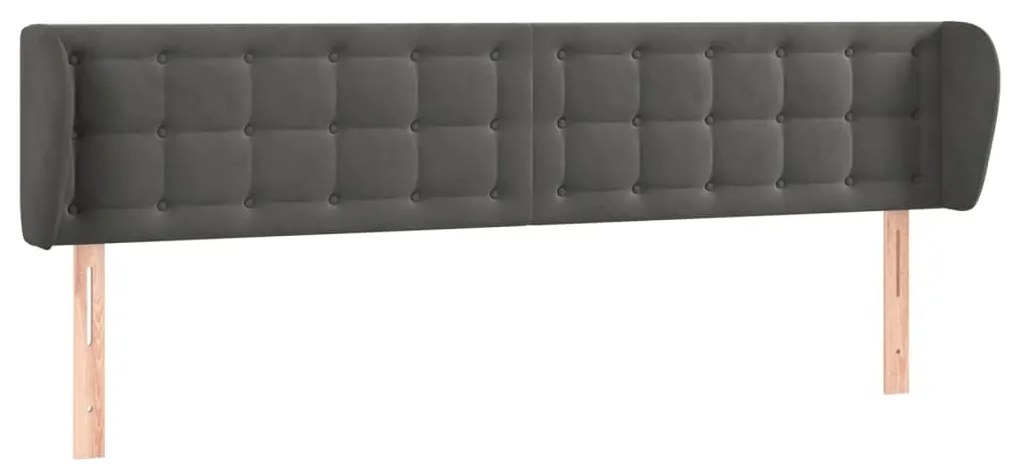 Κεφαλάρι με Πτερύγια Σκούρο Γκρι 203x23x78/88 εκ. Βελούδινο 3117645