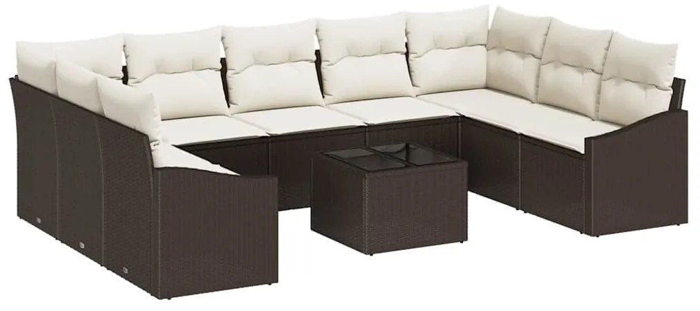 vidaXL Σετ Καναπέ Κήπου με αποθήκευση Καφέ και Κρέμα συνθετικό ρατάν