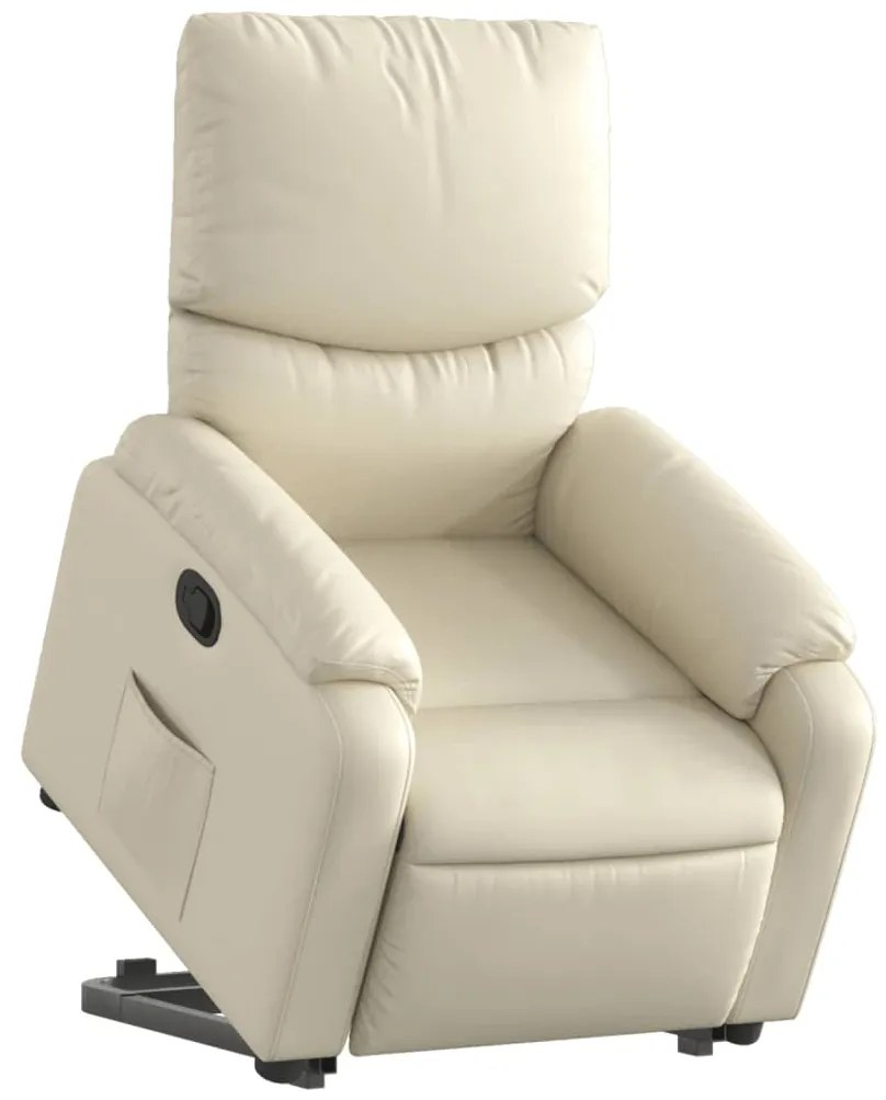 vidaXL Πολυθρόνα Ανακλινόμενη με Ανύψωση Κρεμ από Συνθετικό Δέρμα