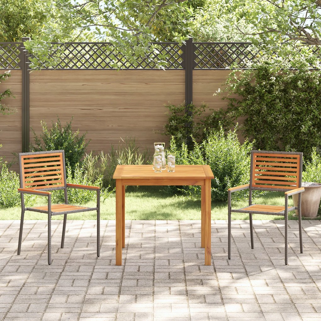vidaXL Σερβίτσιο Κήπου 3 pcs Γκρι 85 x 85 x 74 cm Ξύλο και μέταλλο
