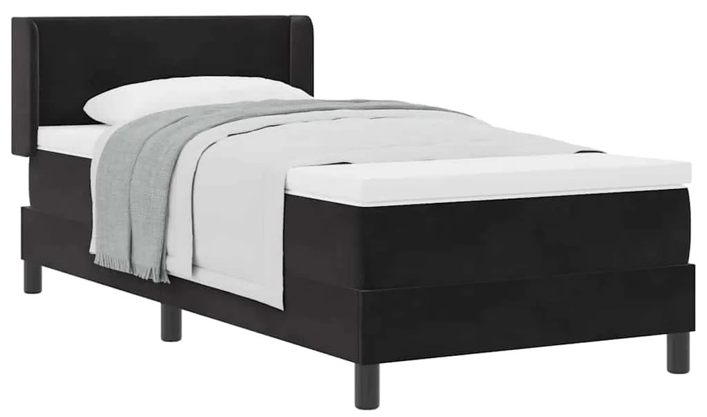 vidaXL Κρεβάτι με Ελατήρια και Στρώμα Μαύρο 100x200 εκ. Βελούδο Μαύρο