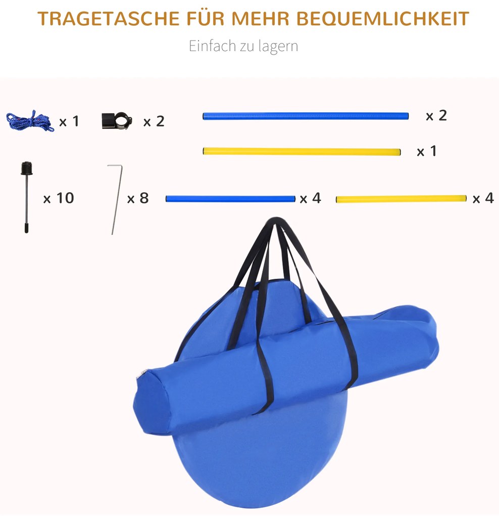 PawHut Σετ εκπαίδευσης ευκινησίας, φράγμα-τούνελ, χώρος προπόνησης σκύλων, PE+Πολυεστέρας, μπλε+κίτρινο